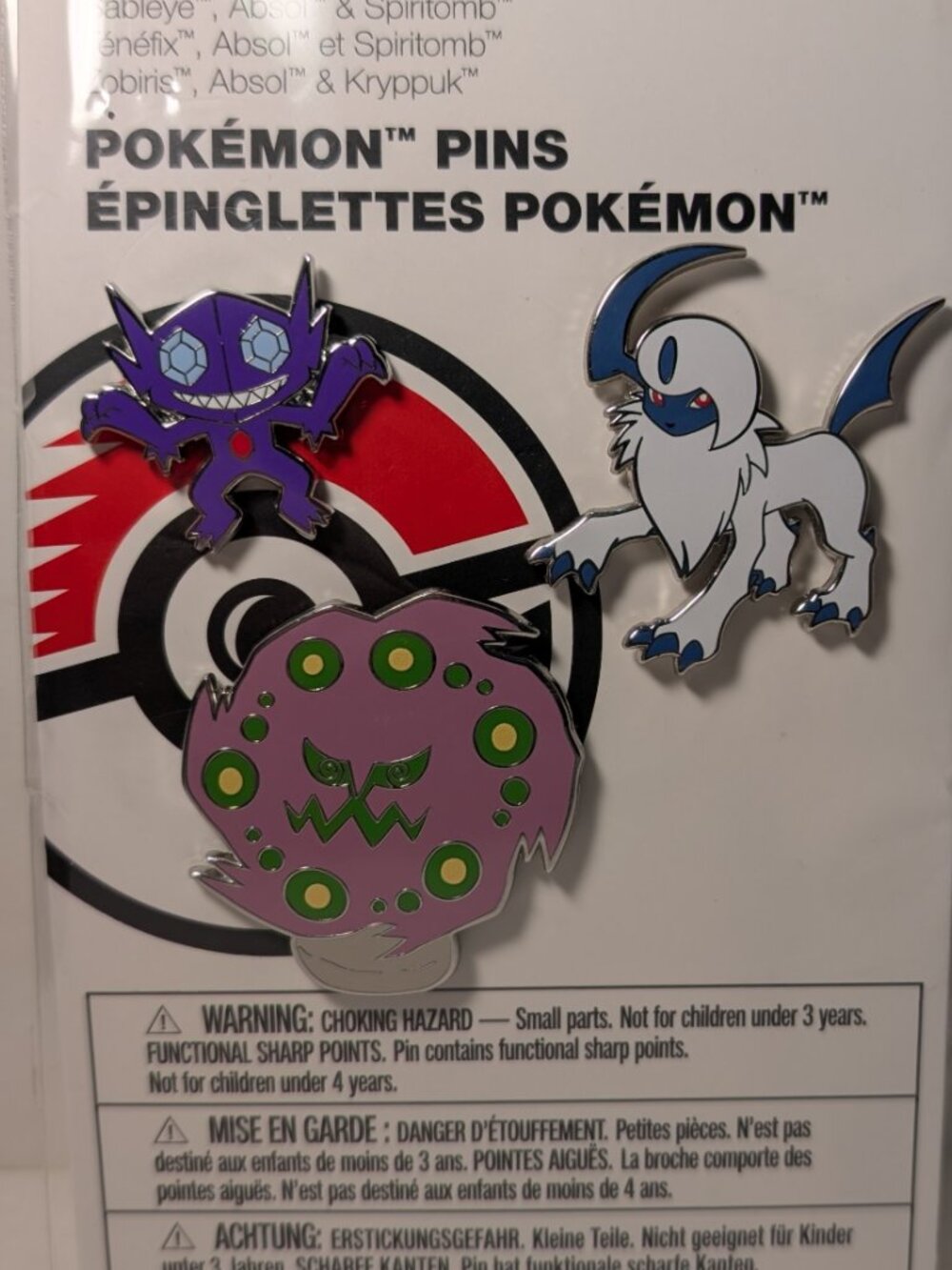 Pokemon TCG Sableye Absol & Spiritomb Enamel Pins Set Of 3 Official Badges